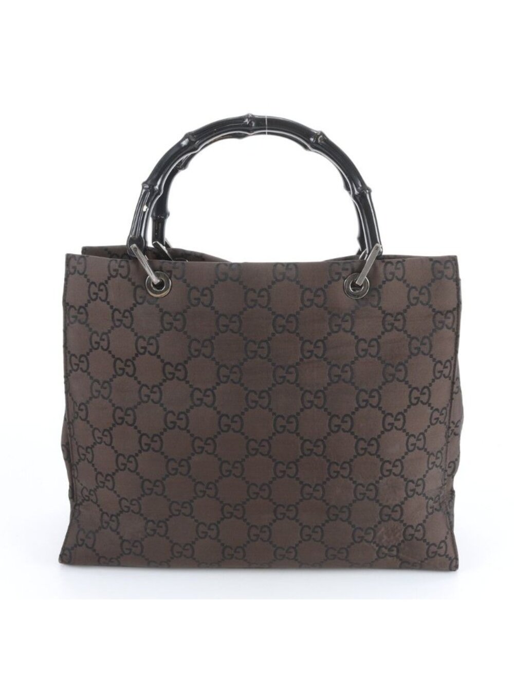 Gucci Bamboo GG Nylon 002 Leather Tote Shoulder Hand Brown - Picture 3 of 11